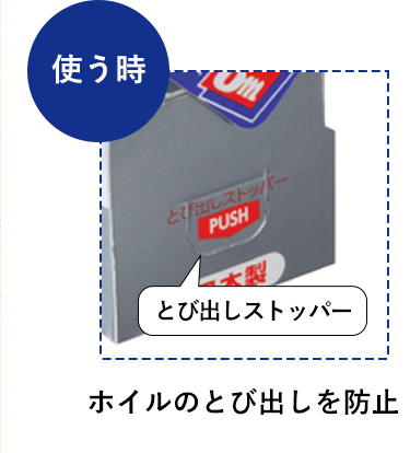 使う時 ホイルのとび出しを防止