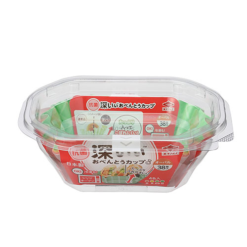 抗菌深いぃ®おべんとうカップ深型オーバル４色３８枚入