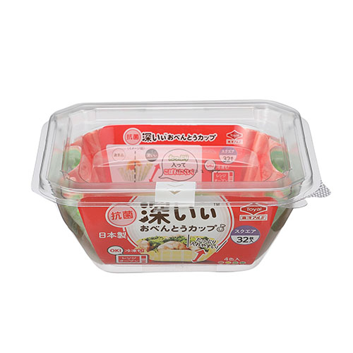 抗菌深いぃ®おべんとうカップ深型スクエア４色３２枚入